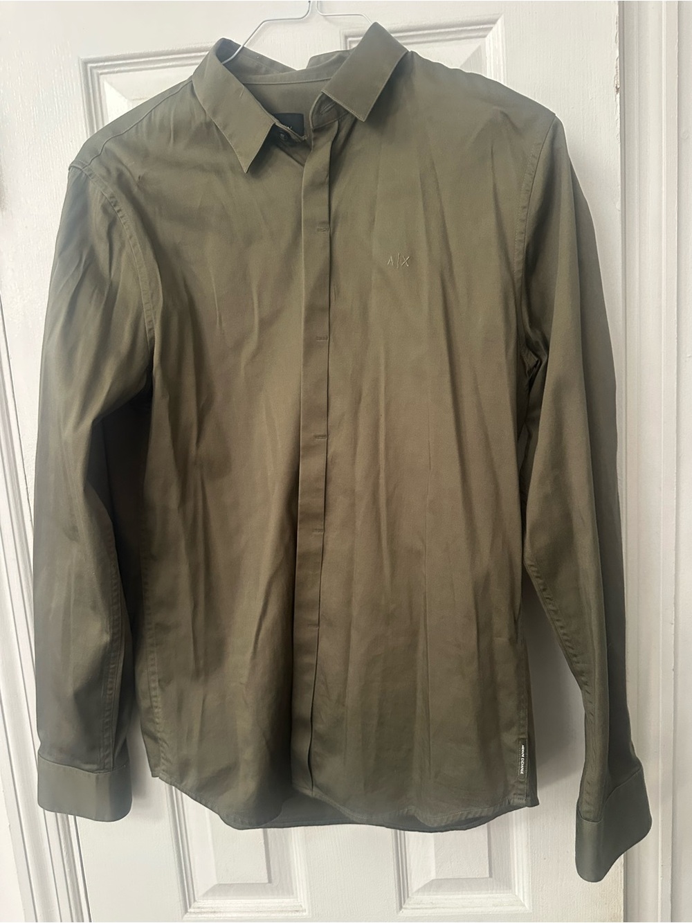 A/X Armani Exchange Olive Green Long-Sleeve Button Down Shirt